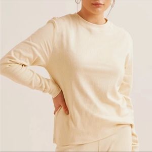 KOTN ribbed cream lounge set